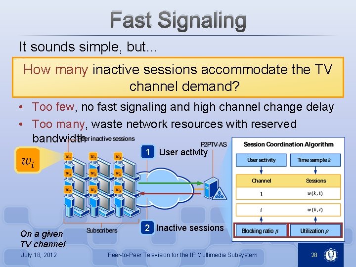 Fast Signaling It sounds simple, but… How many inactive sessions accommodate the TV channel