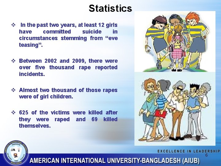 Statistics v In the past two years, at least 12 girls have committed suicide