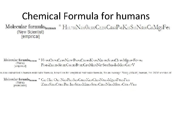 Chemical Formula for humans 
