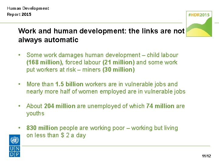 Human Development Report 2015 Work and human development: the links are not always automatic