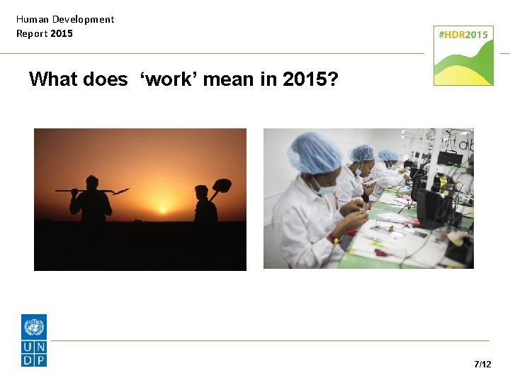 Human Development Report 2015 What does ‘work’ mean in 2015? 7/12 