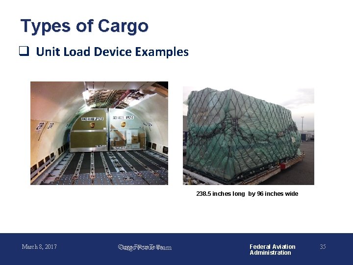 Types of Cargo q Unit Load Device Examples 238. 5 inches long by 96