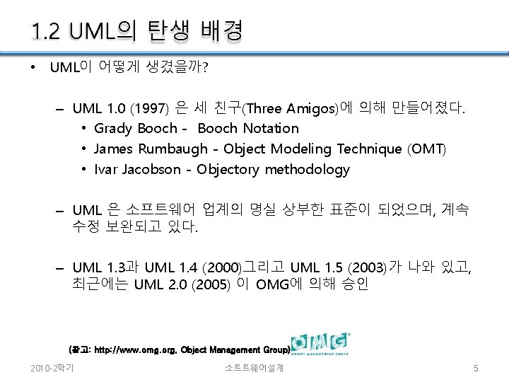 1. 2 UML의 탄생 배경 • UML이 어떻게 생겼을까? – UML 1. 0 (1997)