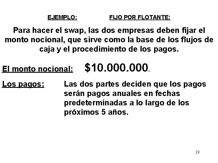 EJEMPLO: FIJO POR FLOTANTE: Para hacer el swap, las dos empresas deben fijar el