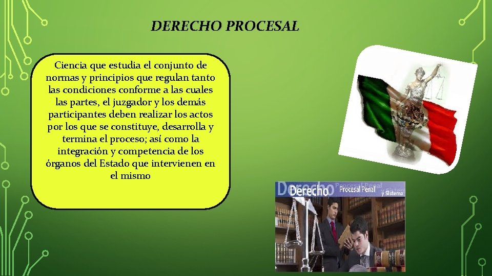 DERECHO PROCESAL Ciencia que estudia el conjunto de normas y principios que regulan tanto
