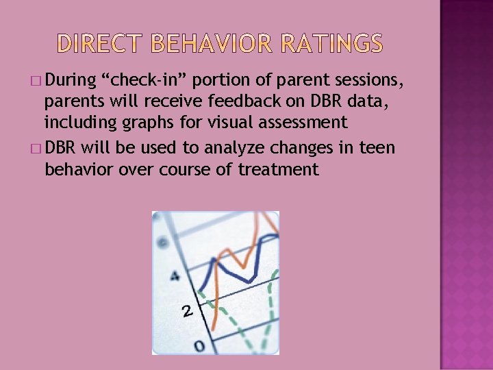 � During “check-in” portion of parent sessions, parents will receive feedback on DBR data,