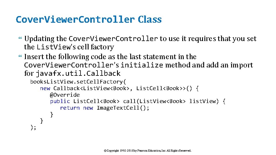 Cover. Viewer. Controller Class Updating the Cover. Viewer. Controller to use it requires that
