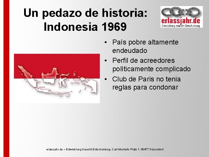 Un pedazo de historia: Indonesia 1969 • País pobre altamente endeudado • Perfil de