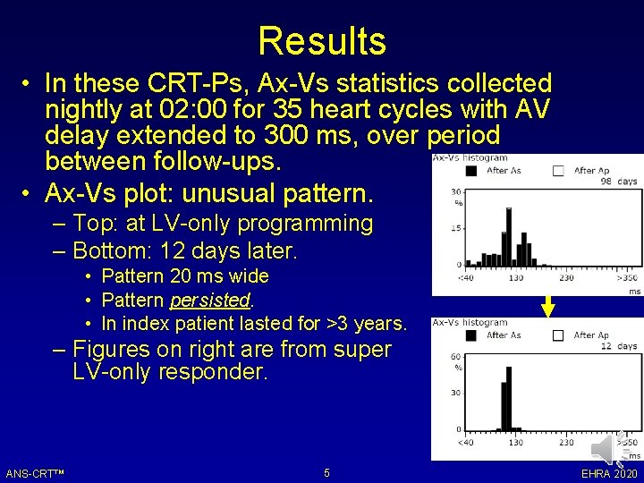 Results • In these CRT-Ps, Ax-Vs statistics collected nightly at 02: 00 for 35