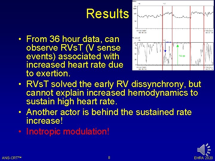 Results • From 36 hour data, can observe RVs. T (V sense events) associated