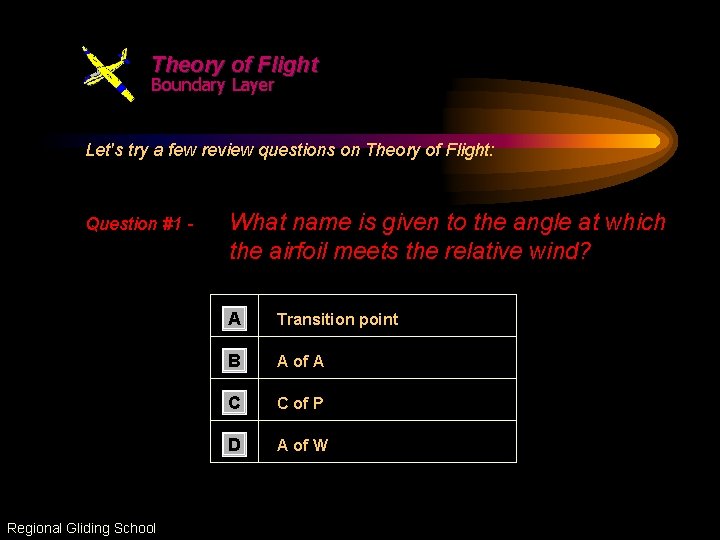 Theory of Flight Boundary Layer Let's try a few review questions on Theory of