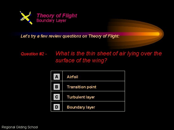 Theory of Flight Boundary Layer Let's try a few review questions on Theory of
