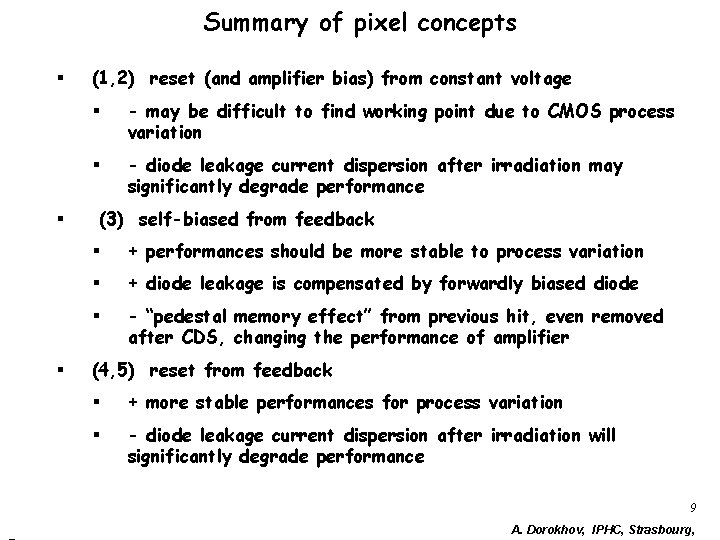 Summary of pixel concepts § § § (1, 2) reset (and amplifier bias) from Summary of pixel concepts § § § (1, 2) reset (and amplifier bias) from
