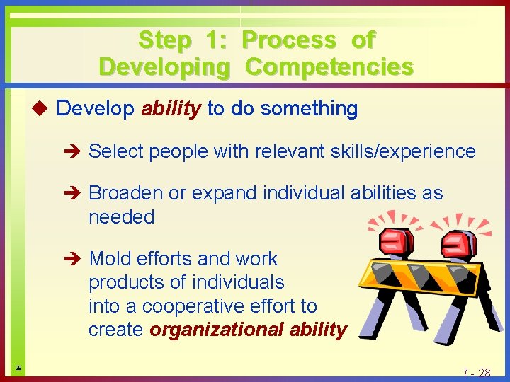 Step 1: Process of Developing Competencies u Develop ability to do something è Select