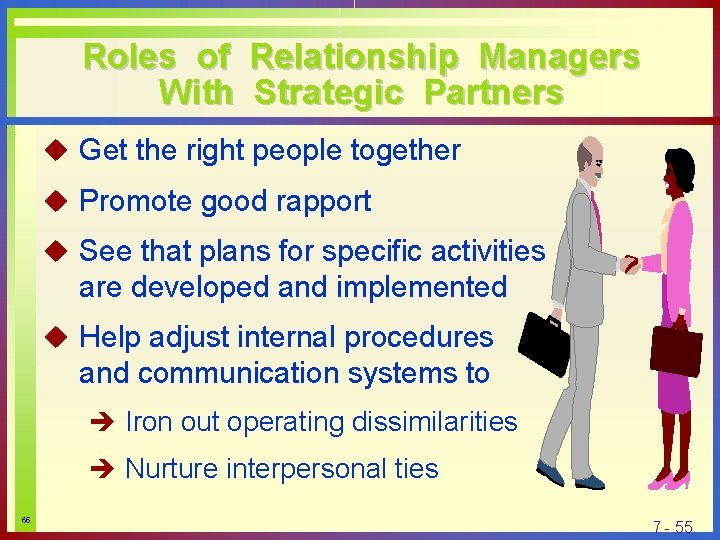 Roles of Relationship Managers With Strategic Partners u Get the right people together u