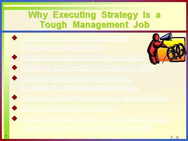 Why Executing Strategy Is a Tough Management Job u Demanding variety of managerial u Why Executing Strategy Is a Tough Management Job u Demanding variety of managerial u