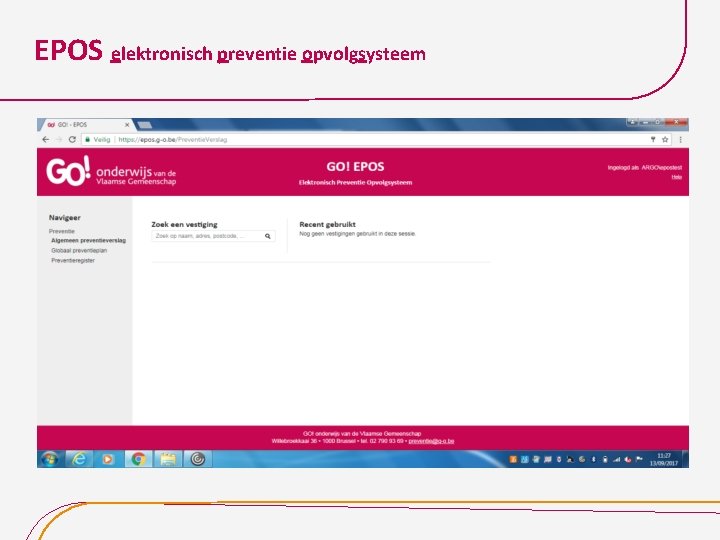 EPOS elektronisch preventie opvolgsysteem. 