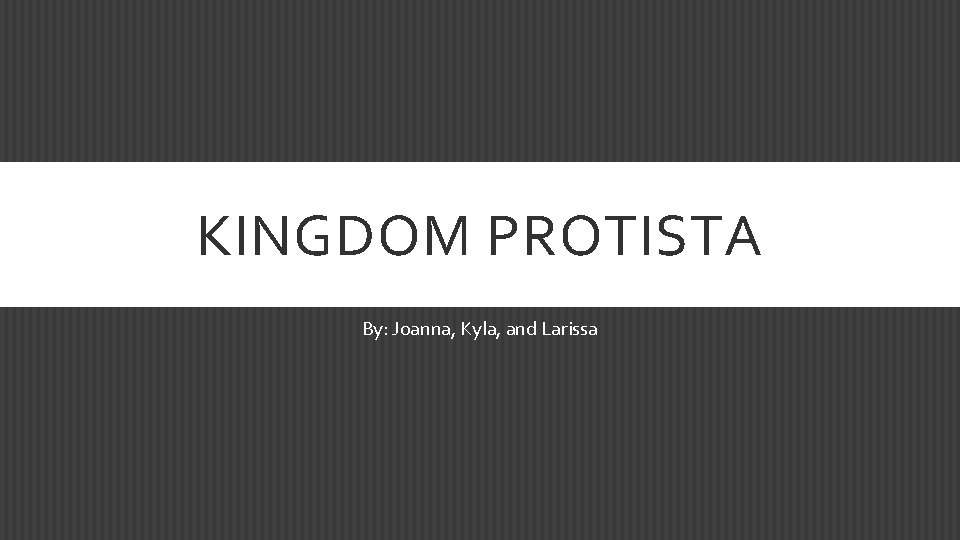 KINGDOM PROTISTA By: Joanna, Kyla, and Larissa 