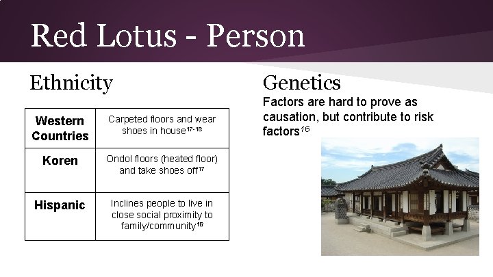 Red Lotus - Person Ethnicity Western Countries Carpeted floors and wear shoes in house