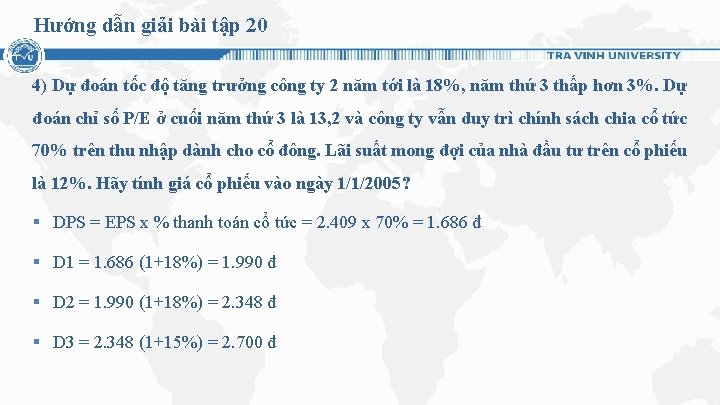 Hướng dẫn giải bài tập 20 4) Dự đoán tốc độ tăng trưởng công Hướng dẫn giải bài tập 20 4) Dự đoán tốc độ tăng trưởng công