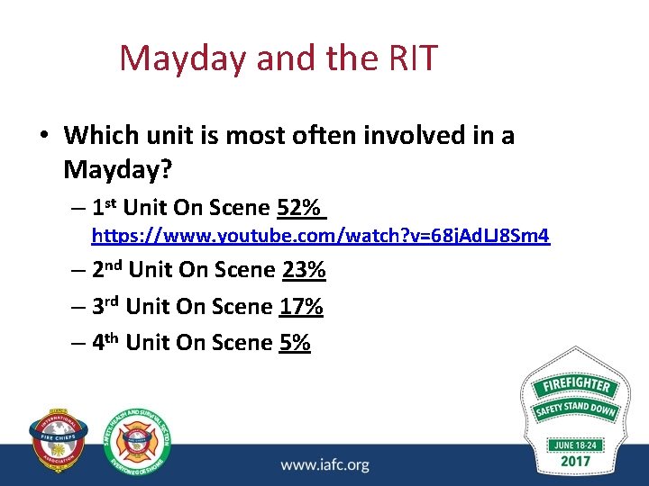 Mayday and the RIT • Which unit is most often involved in a Mayday? Mayday and the RIT • Which unit is most often involved in a Mayday?