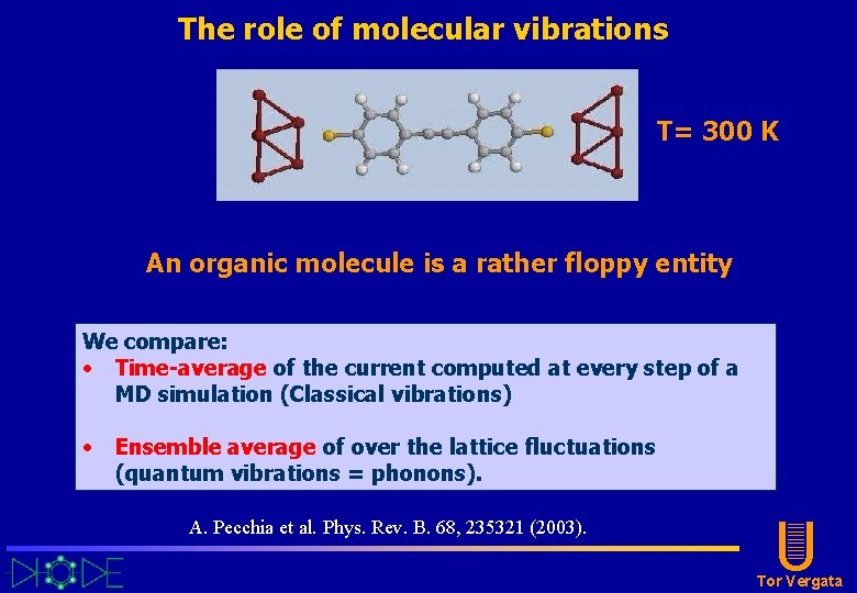 The role of molecular vibrations T= 300 K An organic molecule is a rather The role of molecular vibrations T= 300 K An organic molecule is a rather