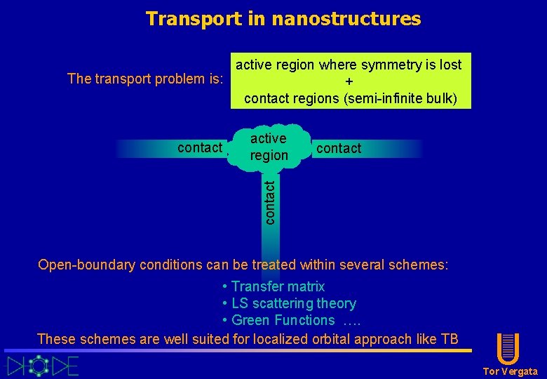 Transport in nanostructures active region where symmetry is lost The transport problem is: + Transport in nanostructures active region where symmetry is lost The transport problem is: +