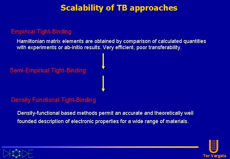 Scalability of TB approaches Empirical Tight-Binding Hamiltonian matrix elements are obtained by comparison of Scalability of TB approaches Empirical Tight-Binding Hamiltonian matrix elements are obtained by comparison of