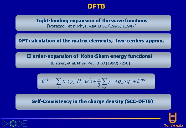 DFTB Tight-binding expansion of the wave functions [Porezag, et al Phys. Rev. B 51 DFTB Tight-binding expansion of the wave functions [Porezag, et al Phys. Rev. B 51