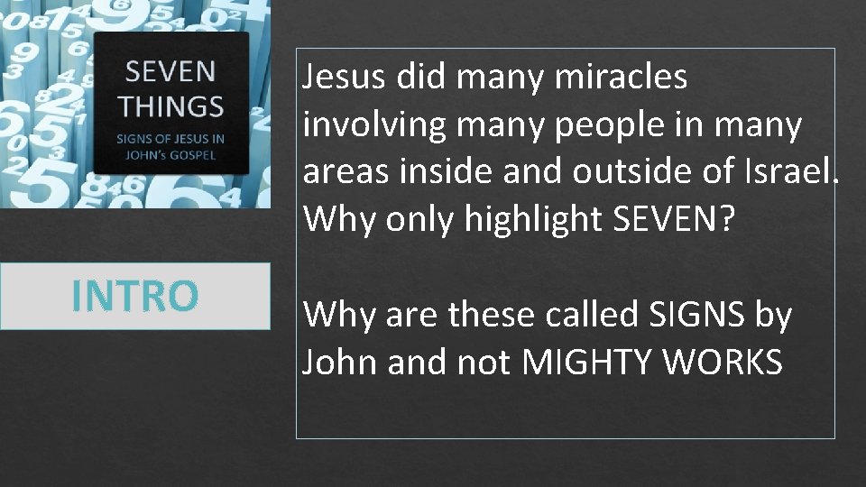 Jesus did many miracles involving many people in many areas inside and outside of