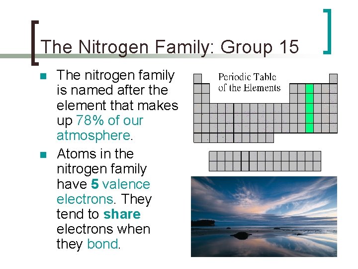 The Nitrogen Family: Group 15 n n The nitrogen family is named after the
