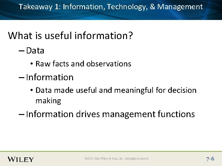 Takeaway Information, Technology, & Management Place Slide 1: Title Text Here What is useful