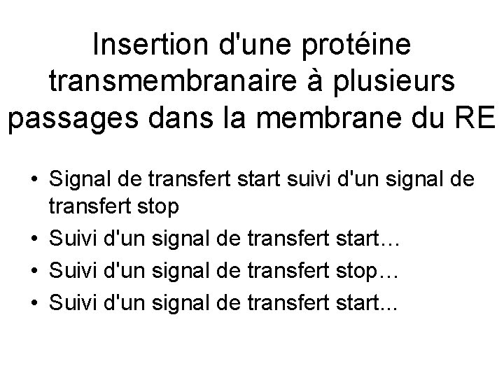 Insertion d'une protéine transmembranaire à plusieurs passages dans la membrane du RE • Signal