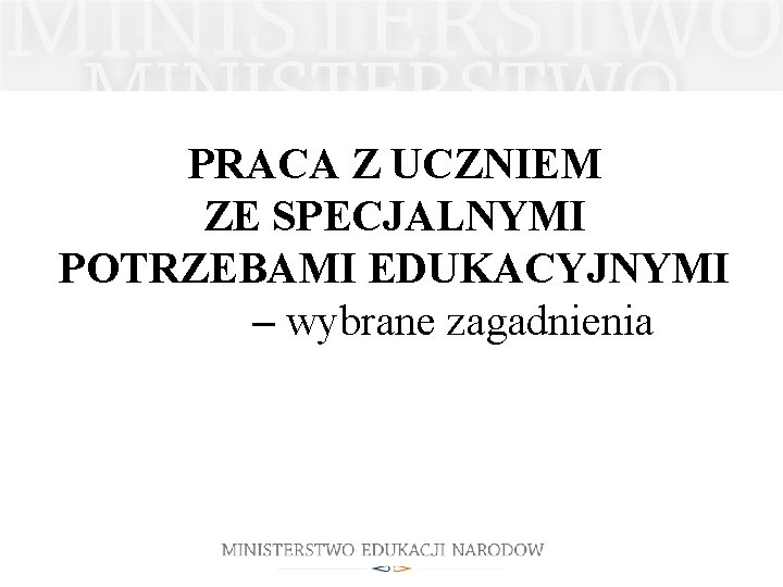 PRACA Z UCZNIEM ZE SPECJALNYMI POTRZEBAMI EDUKACYJNYMI – wybrane zagadnienia 