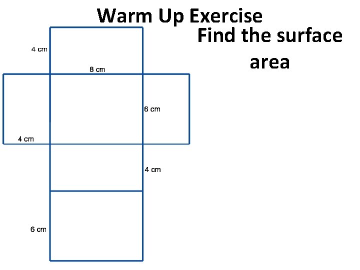 Warm Up Exercise Find the surface area 
