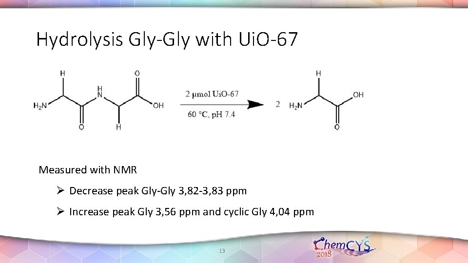 Hydrolysis Gly-Gly with Ui. O-67 Measured with NMR Ø Decrease peak Gly-Gly 3, 82 Hydrolysis Gly-Gly with Ui. O-67 Measured with NMR Ø Decrease peak Gly-Gly 3, 82