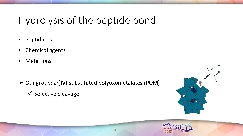 Hydrolysis of the peptide bond • Peptidases • Chemical agents • Metal ions Ø Hydrolysis of the peptide bond • Peptidases • Chemical agents • Metal ions Ø