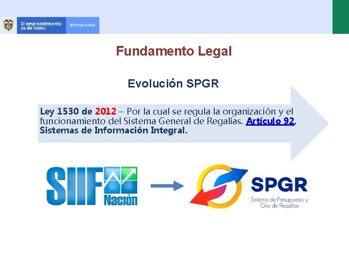 Fundamento Legal Evolución SPGR Ley 1530 de 2012 – Por la cual se regula