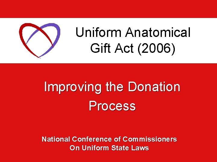 Uniform Anatomical Gift Act (2006) Improving the Donation Process National Conference of Commissioners On