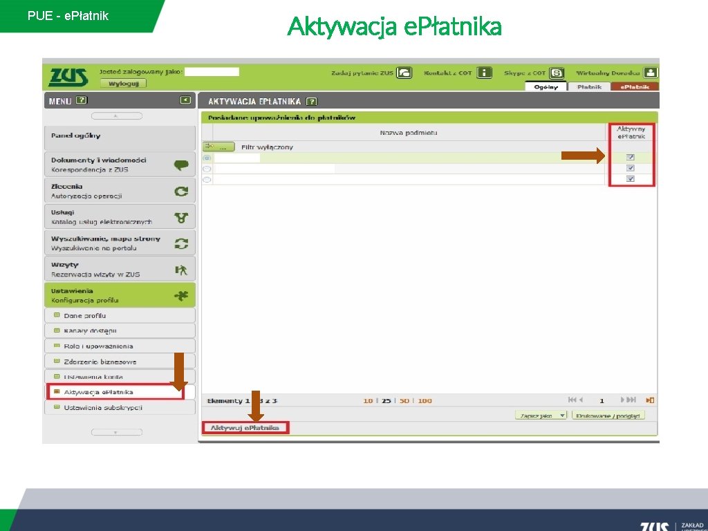 PUE - e. Płatnik Aktywacja e. Płatnika 