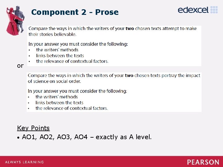 Component 2 - Prose or Key Points • AO 1, AO 2, AO 3,