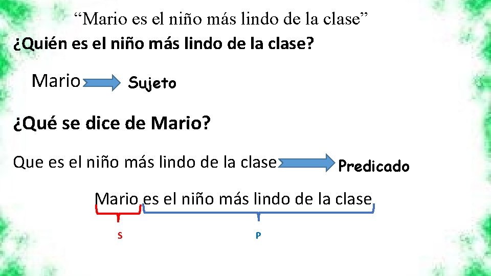 “Mario es el niño más lindo de la clase” ¿Quién es el niño más