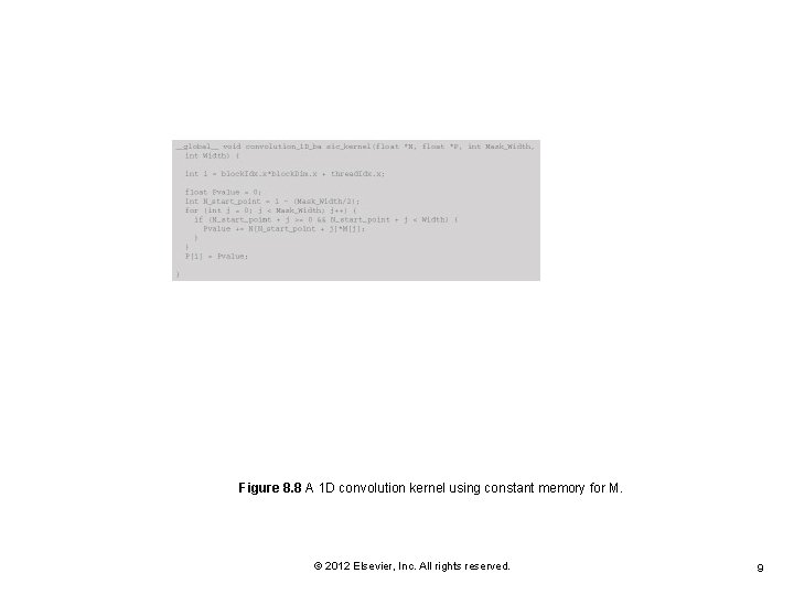 Figure 8. 8 A 1 D convolution kernel using constant memory for M. ©