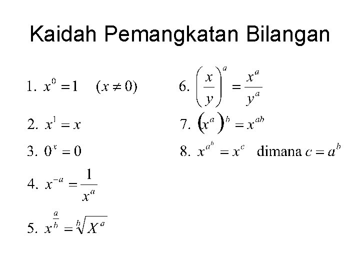 Kaidah Pemangkatan Bilangan 