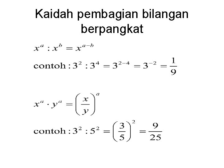 Kaidah pembagian bilangan berpangkat 