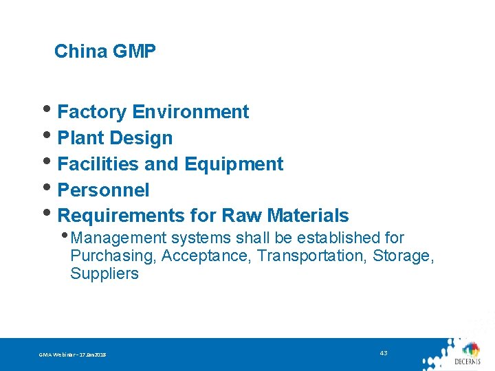 China GMP • Factory Environment • Plant Design • Facilities and Equipment • Personnel