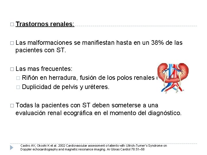 � Trastornos renales: � Las malformaciones se manifiestan hasta en un 38% de las