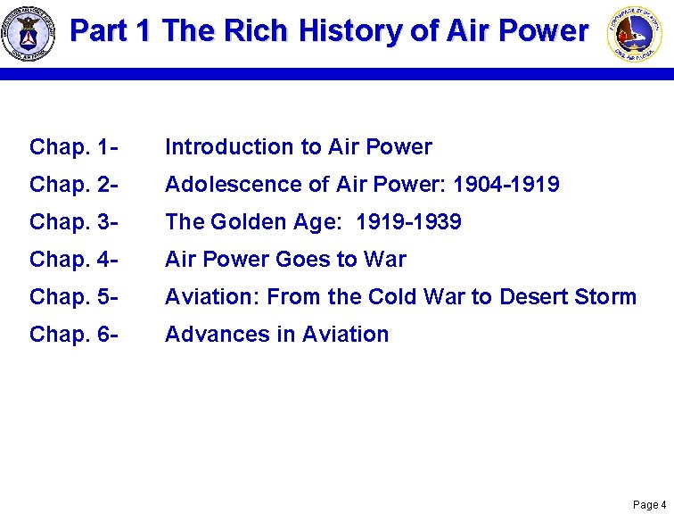 Part 1 The Rich History of Air Power Chap. 1 - Introduction to Air Part 1 The Rich History of Air Power Chap. 1 - Introduction to Air