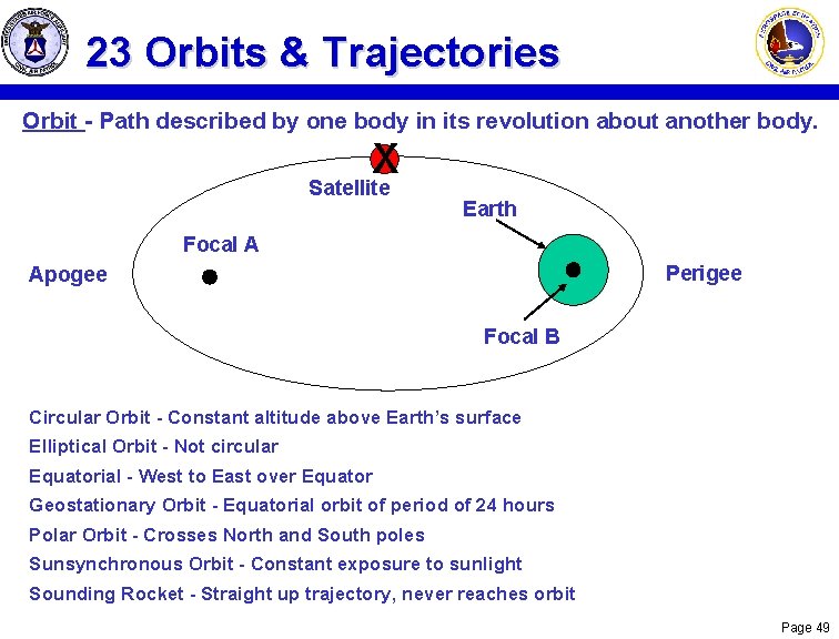 23 Orbits & Trajectories Orbit - Path described by one body in its revolution 23 Orbits & Trajectories Orbit - Path described by one body in its revolution