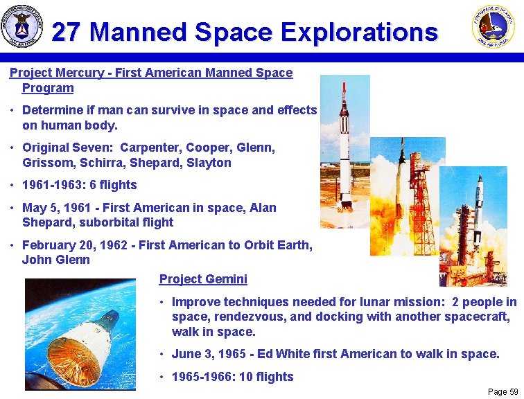 27 Manned Space Explorations Project Mercury - First American Manned Space Program • Determine 27 Manned Space Explorations Project Mercury - First American Manned Space Program • Determine